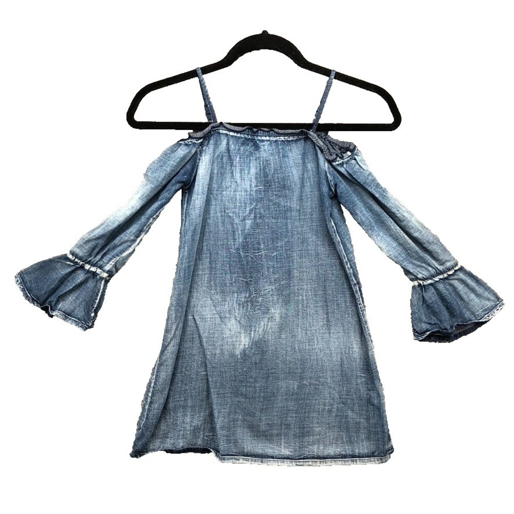 Flowers By Zoe Cotton Linen‎ Flare Sleeve Mini Dress Girls Medium Retro Boho